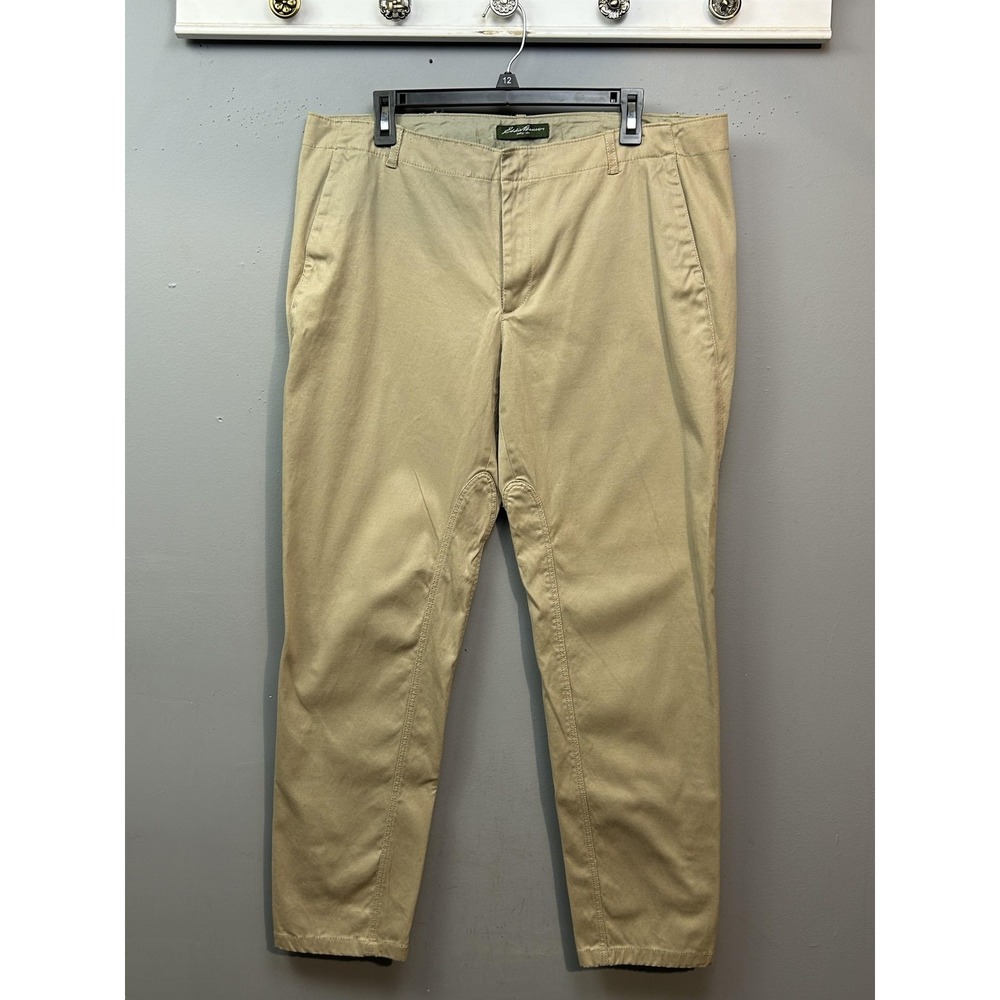Eddie Bauer Riding Pants Womens 16 Khaki Stretch Equestrian Breeches Button Cuff